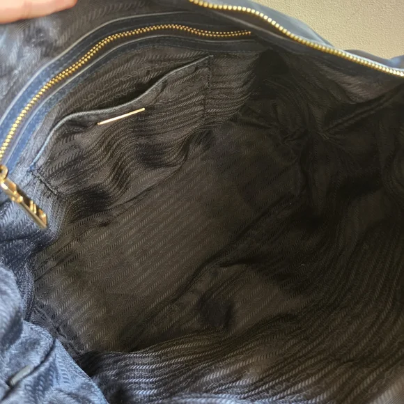 Prada Navy Blue Nylon Tote Bag with Gold Hardware - Picture 7 of 11